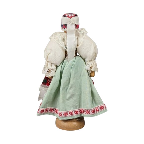 Vintage Wooden Folk Art Doll: Collectible Eastern European Figurine - Picture 2 of 6